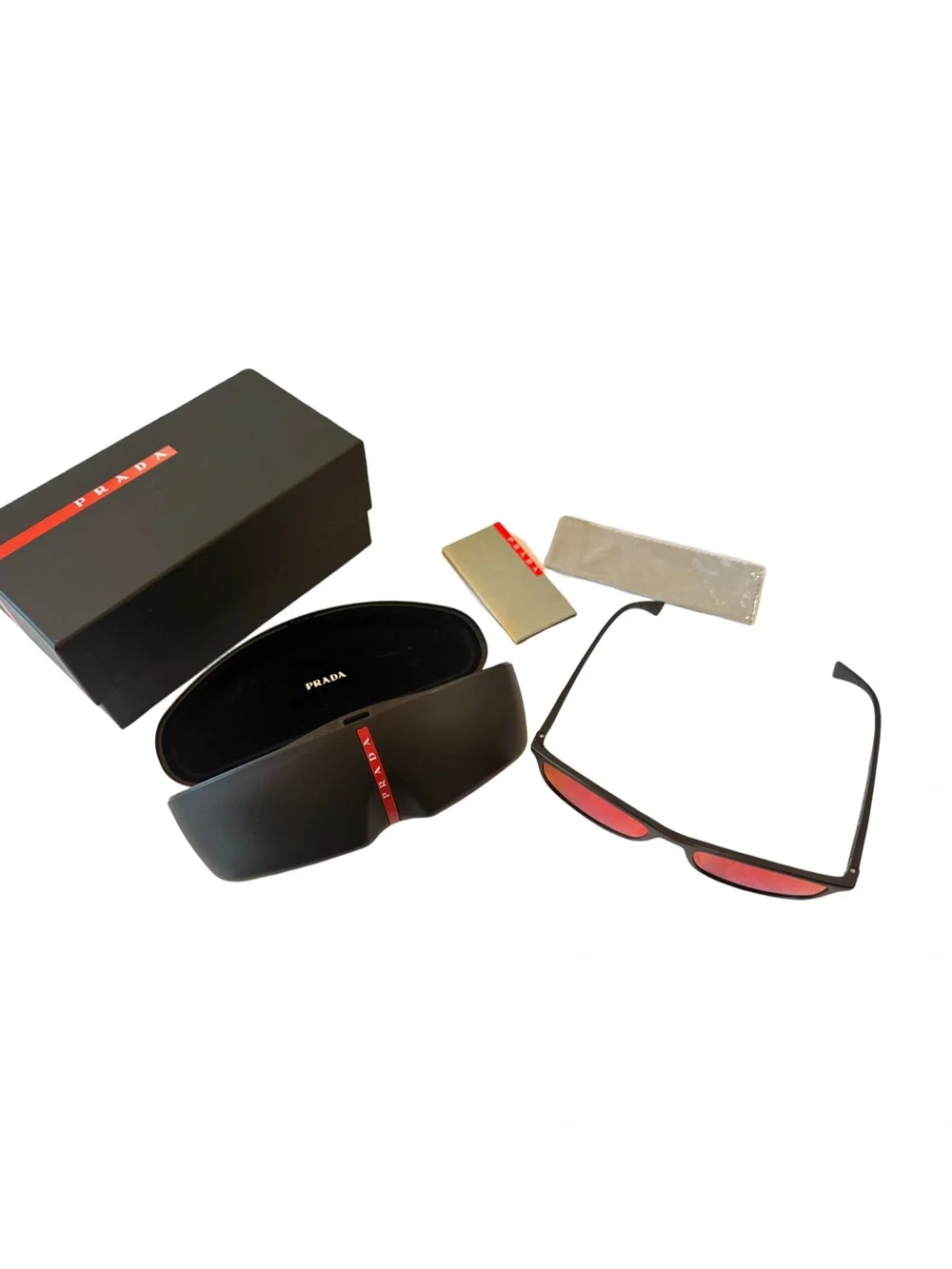Prada SPS 01T Sunglasses Matte Black Red Mirror Lenses 56-19 140 New in Box